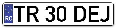 Placuta inmatriculare numar auto  TR-30-DEJ, TR 30 DEJ, TR30DEJ