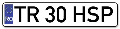 Placuta inmatriculare numar auto  TR-30-HSP, TR 30 HSP, TR30HSP