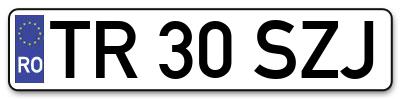 Placuta inmatriculare numar auto  TR-30-SZJ, TR 30 SZJ, TR30SZJ