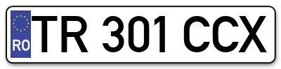 Placuta inmatriculare numar auto  TR-301-CCX, TR 301 CCX, TR301CCX