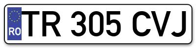 Placuta inmatriculare numar auto  TR-305-CVJ, TR 305 CVJ, TR305CVJ