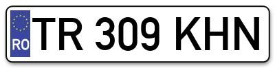 Placuta inmatriculare numar auto  TR-309-KHN, TR 309 KHN, TR309KHN