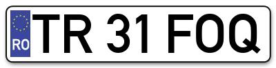 Placuta inmatriculare numar auto  TR-31-FOQ, TR 31 FOQ, TR31FOQ