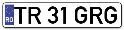 Placuta inmatriculare numar auto  TR-31-GRG, TR 31 GRG, TR31GRG