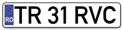 Placuta inmatriculare numar auto  TR-31-RVC, TR 31 RVC, TR31RVC