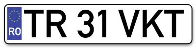 Placuta inmatriculare numar auto  TR-31-VKT, TR 31 VKT, TR31VKT