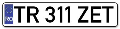 Placuta inmatriculare numar auto  TR-311-ZET, TR 311 ZET, TR311ZET