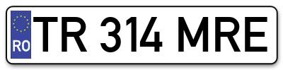 Placuta inmatriculare numar auto  TR-314-MRE, TR 314 MRE, TR314MRE