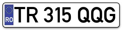 Placuta inmatriculare numar auto  TR-315-QQG, TR 315 QQG, TR315QQG