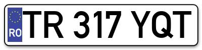 Placuta inmatriculare numar auto  TR-317-YQT, TR 317 YQT, TR317YQT