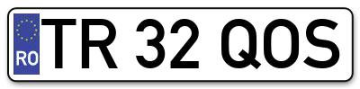 Placuta inmatriculare numar auto  TR-32-QOS, TR 32 QOS, TR32QOS