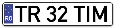 Placuta inmatriculare numar auto  TR-32-TIM, TR 32 TIM, TR32TIM