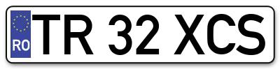Placuta inmatriculare numar auto  TR-32-XCS, TR 32 XCS, TR32XCS