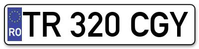 Placuta inmatriculare numar auto  TR-320-CGY, TR 320 CGY, TR320CGY