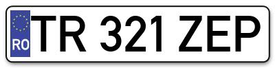 Placuta inmatriculare numar auto  TR-321-ZEP, TR 321 ZEP, TR321ZEP