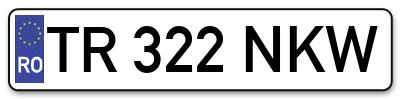 Placuta inmatriculare numar auto  TR-322-NKW, TR 322 NKW, TR322NKW