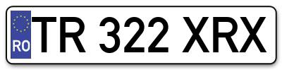 Placuta inmatriculare numar auto  TR-322-XRX, TR 322 XRX, TR322XRX