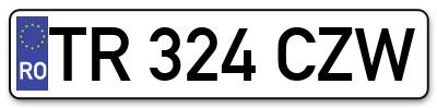 Placuta inmatriculare numar auto  TR-324-CZW, TR 324 CZW, TR324CZW