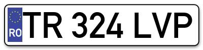 Placuta inmatriculare numar auto  TR-324-LVP, TR 324 LVP, TR324LVP