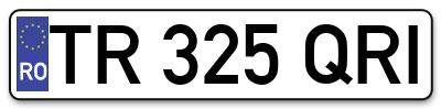 Placuta inmatriculare numar auto  TR-325-QRI, TR 325 QRI, TR325QRI