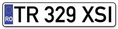 Placuta inmatriculare numar auto  TR-329-XSI, TR 329 XSI, TR329XSI