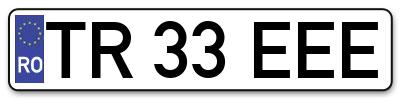 Placuta inmatriculare numar auto  TR-33-EEE, TR 33 EEE, TR33EEE