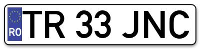 Placuta inmatriculare numar auto  TR-33-JNC, TR 33 JNC, TR33JNC