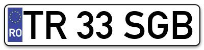 Placuta inmatriculare numar auto  TR-33-SGB, TR 33 SGB, TR33SGB
