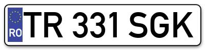 Placuta inmatriculare numar auto  TR-331-SGK, TR 331 SGK, TR331SGK
