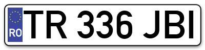 Placuta inmatriculare numar auto  TR-336-JBI, TR 336 JBI, TR336JBI
