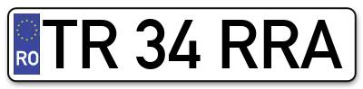 Placuta inmatriculare numar auto  TR-34-RRA, TR 34 RRA, TR34RRA