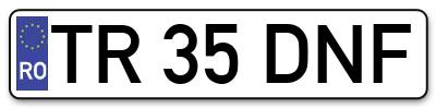Placuta inmatriculare numar auto  TR-35-DNF, TR 35 DNF, TR35DNF