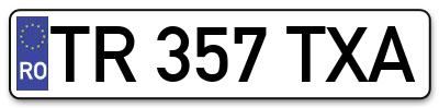 Placuta inmatriculare numar auto  TR-357-TXA, TR 357 TXA, TR357TXA