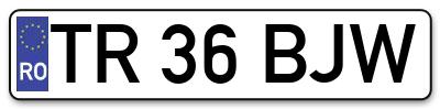 Placuta inmatriculare numar auto  TR-36-BJW, TR 36 BJW, TR36BJW