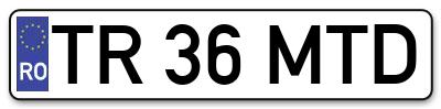 Placuta inmatriculare numar auto  TR-36-MTD, TR 36 MTD, TR36MTD