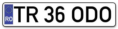 Placuta inmatriculare numar auto  TR-36-ODO, TR 36 ODO, TR36ODO