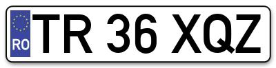 Placuta inmatriculare numar auto  TR-36-XQZ, TR 36 XQZ, TR36XQZ
