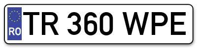 Placuta inmatriculare numar auto  TR-360-WPE, TR 360 WPE, TR360WPE