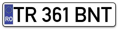 Placuta inmatriculare numar auto  TR-361-BNT, TR 361 BNT, TR361BNT