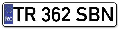 Placuta inmatriculare numar auto  TR-362-SBN, TR 362 SBN, TR362SBN