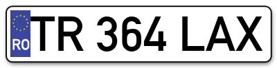 Placuta inmatriculare numar auto  TR-364-LAX, TR 364 LAX, TR364LAX