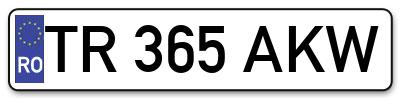 Placuta inmatriculare numar auto  TR-365-AKW, TR 365 AKW, TR365AKW