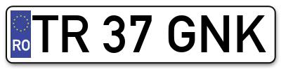 Placuta inmatriculare numar auto  TR-37-GNK, TR 37 GNK, TR37GNK