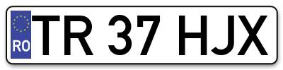 Placuta inmatriculare numar auto  TR-37-HJX, TR 37 HJX, TR37HJX