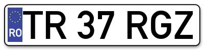 Placuta inmatriculare numar auto  TR-37-RGZ, TR 37 RGZ, TR37RGZ