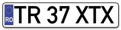 Placuta inmatriculare numar auto  TR-37-XTX, TR 37 XTX, TR37XTX