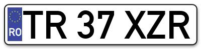 Placuta inmatriculare numar auto  TR-37-XZR, TR 37 XZR, TR37XZR