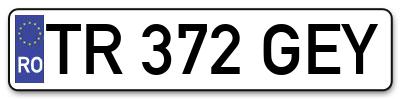 Placuta inmatriculare numar auto  TR-372-GEY, TR 372 GEY, TR372GEY