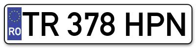 Placuta inmatriculare numar auto  TR-378-HPN, TR 378 HPN, TR378HPN