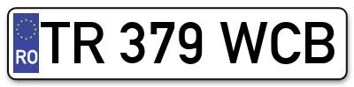 Placuta inmatriculare numar auto  TR-379-WCB, TR 379 WCB, TR379WCB